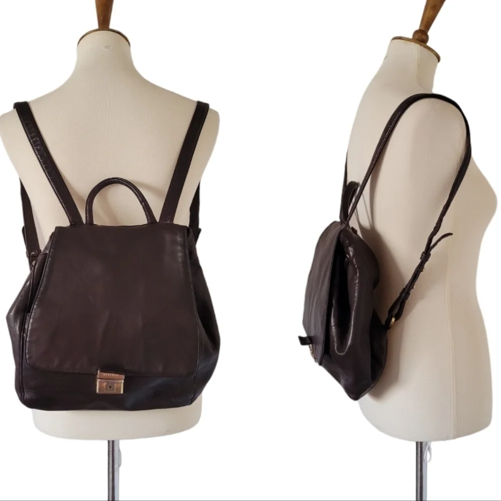 Perlina‎ 90's Chocolate Brown Leather Backpack